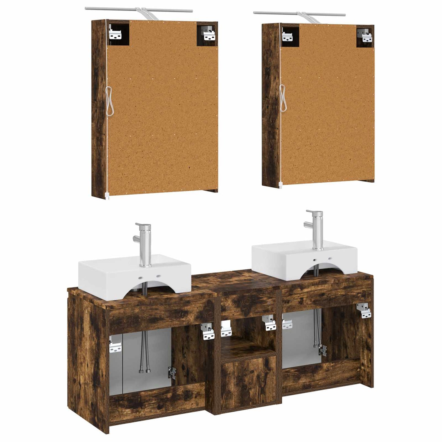 Bathroom Cabinet Set 5 pcs Smoked Oak Engineered Wood