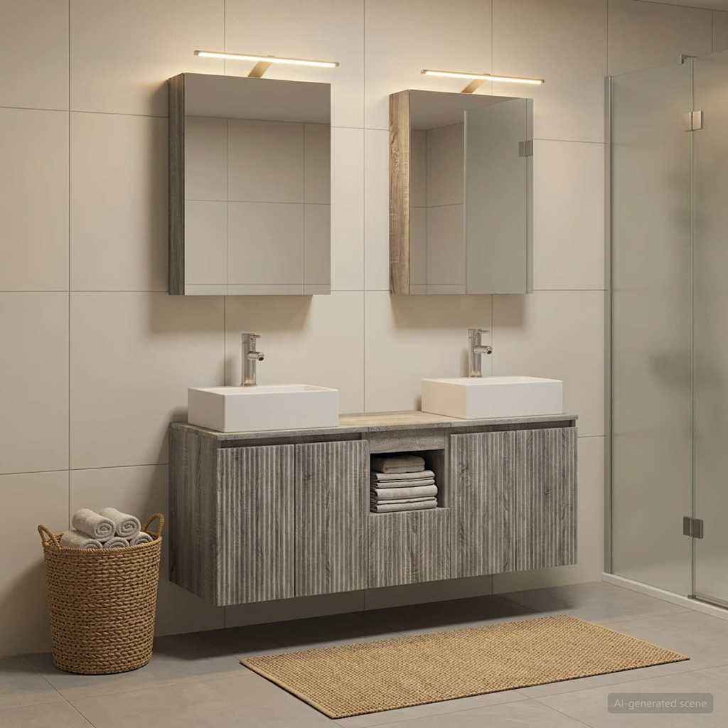Bathroom Cabinet Set 5 pcs Grey Sonoma Engineered Wood