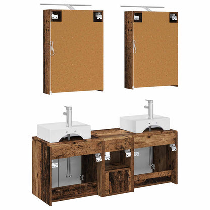 Bathroom Cabinet Set 5 pcs Old Wood Engineered Wood