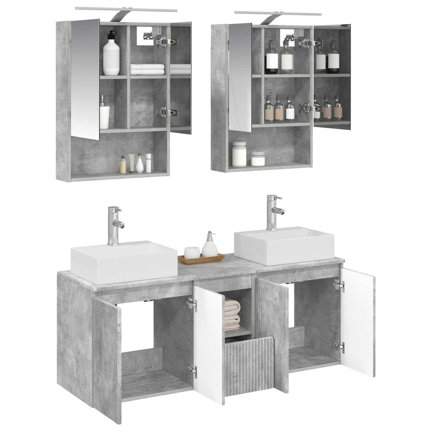 Bathroom Cabinet Set 5 pcs Concrete Grey Engineered Wood