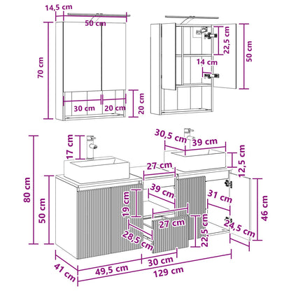 Bathroom Cabinet Set 5 pcs Concrete Grey Engineered Wood