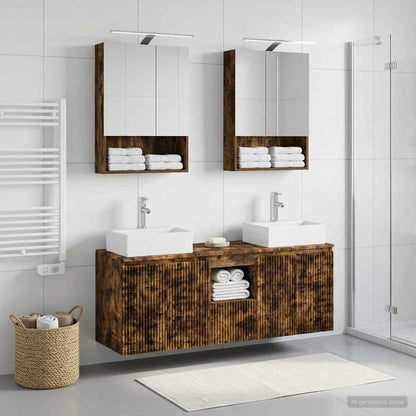 Bathroom Cabinet Set 5 pcs Smoked Oak Engineered Wood