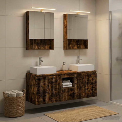 Bathroom Cabinet Set 5 pcs Smoked Oak Engineered Wood