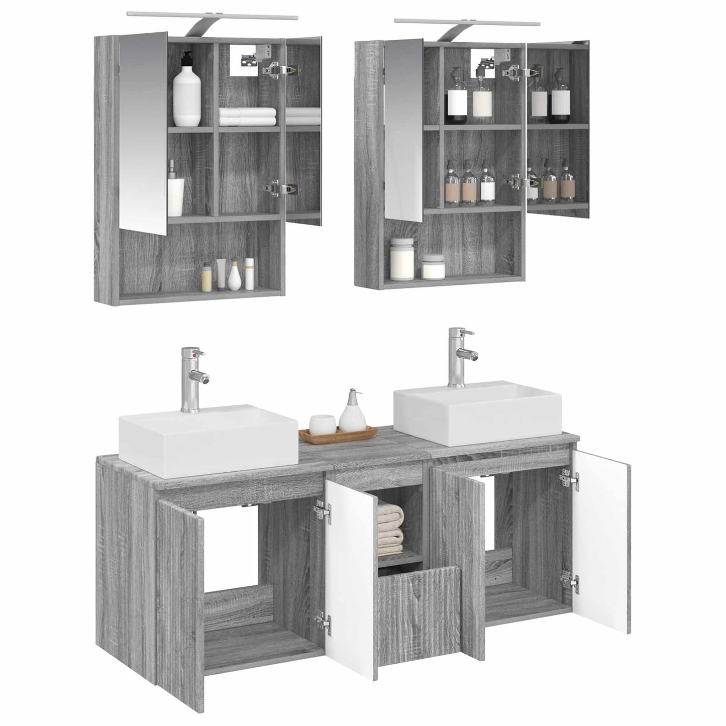 Bathroom Cabinet Set 5 pcs Grey Sonoma Engineered Wood