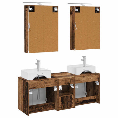 Bathroom Cabinet Set 5 pcs Old Wood Engineered Wood