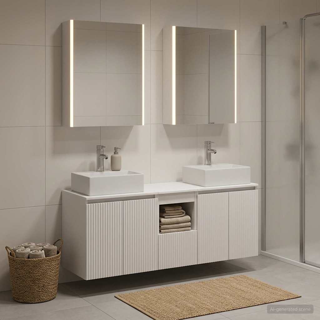 Bathroom Cabinet Set 5 pcs White Engineered Wood