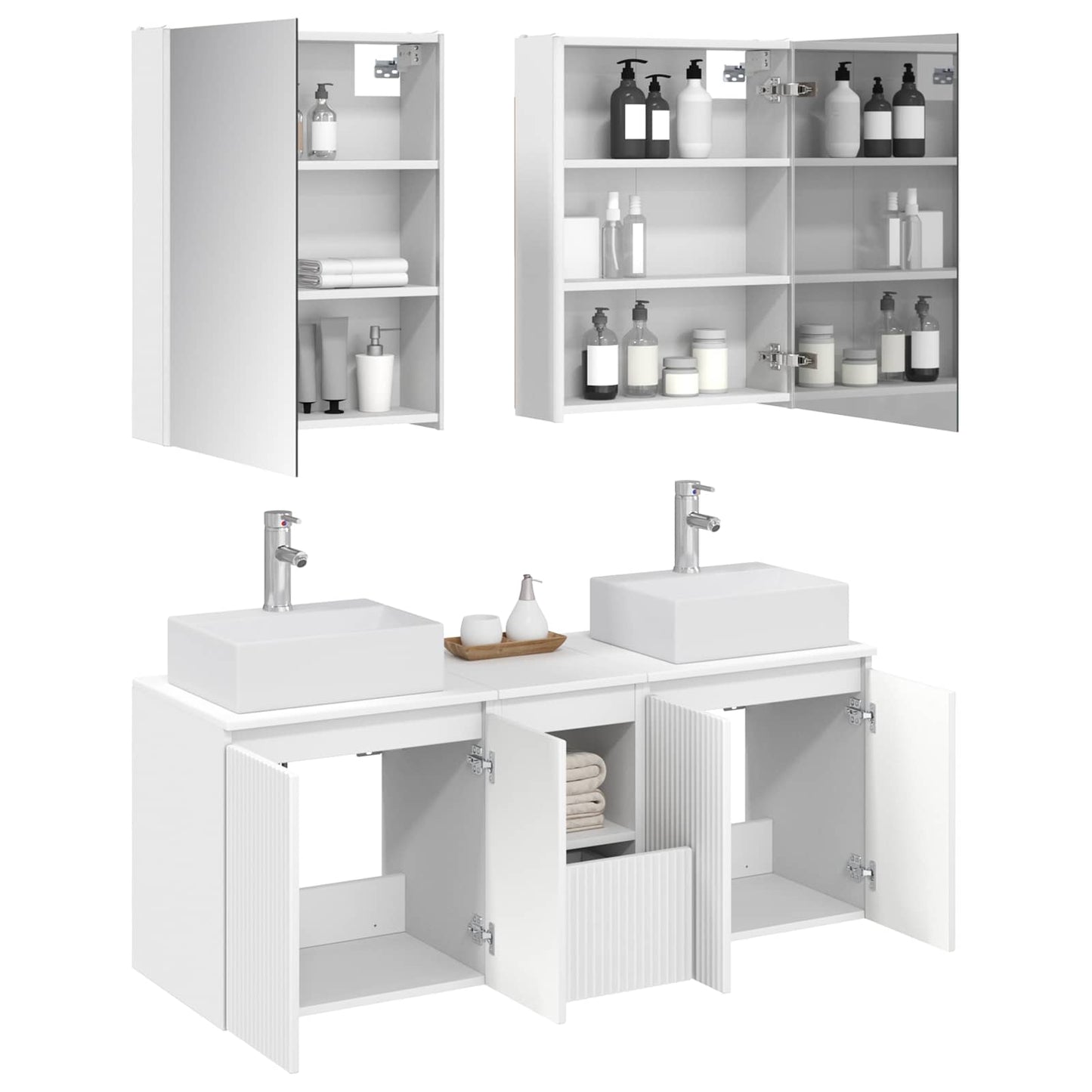 Bathroom Cabinet Set 5 pcs White Engineered Wood