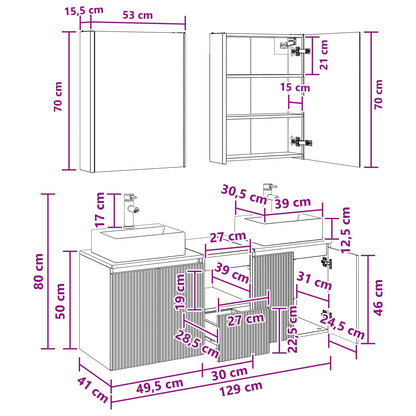 Bathroom Cabinet Set 5 pcs White Engineered Wood