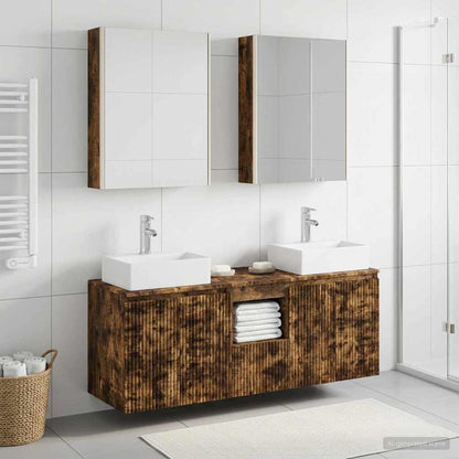 Bathroom Cabinet Set 5 pcs Smoked Oak Engineered Wood