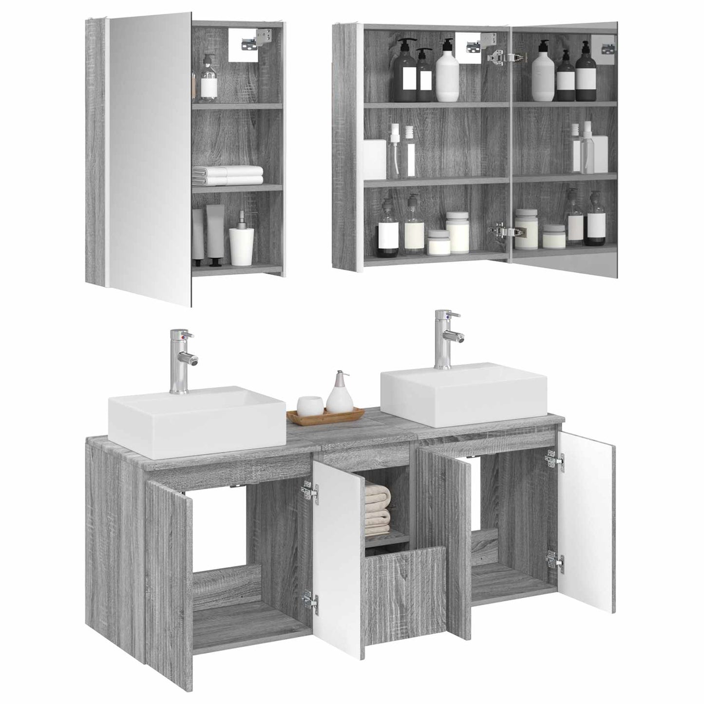 Bathroom Cabinet Set 5 pcs Grey Sonoma Engineered Wood