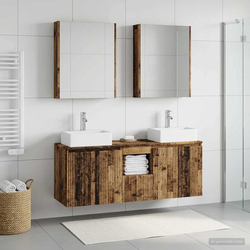 Bathroom Cabinet Set 5 pcs Old Wood Engineered Wood