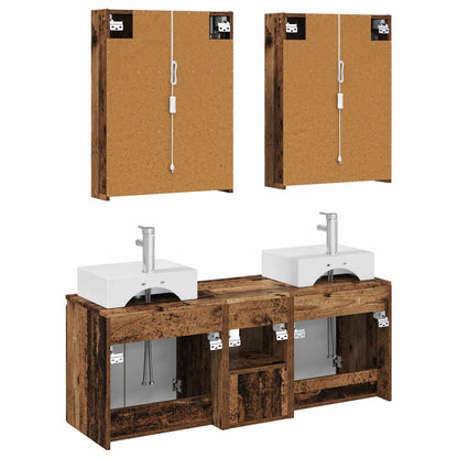 Bathroom Cabinet Set 5 pcs Old Wood Engineered Wood