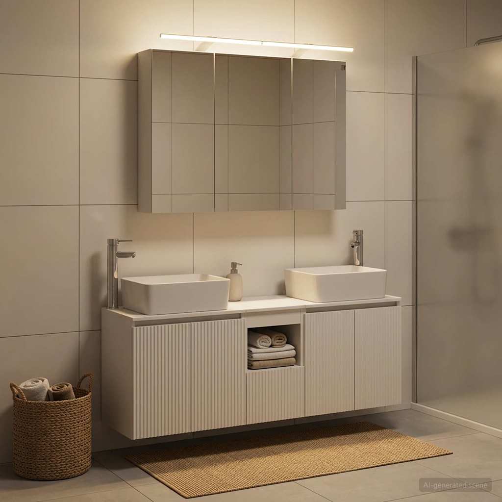 Bathroom Cabinet Set 4 pcs White Engineered Wood