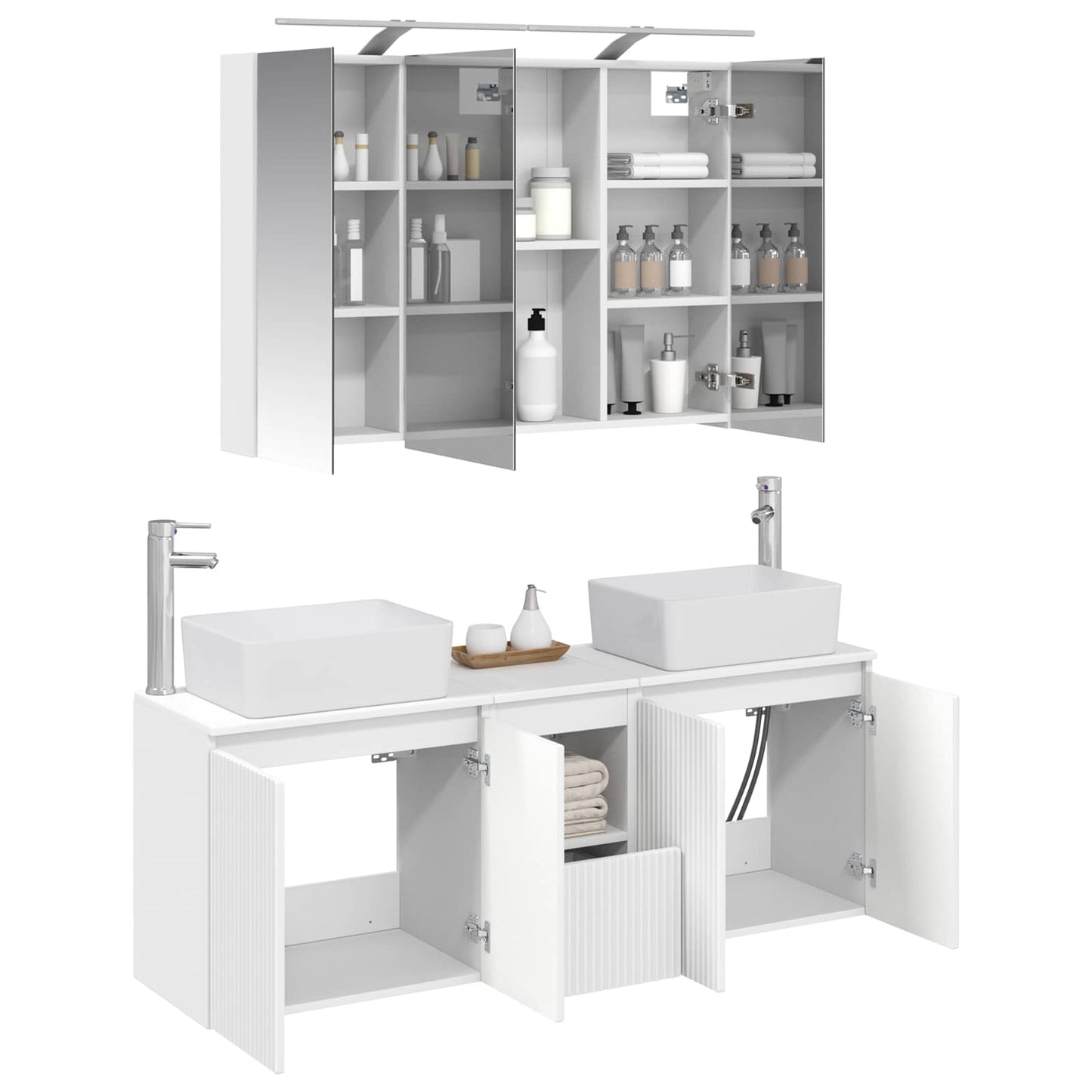 Bathroom Cabinet Set 4 pcs White Engineered Wood
