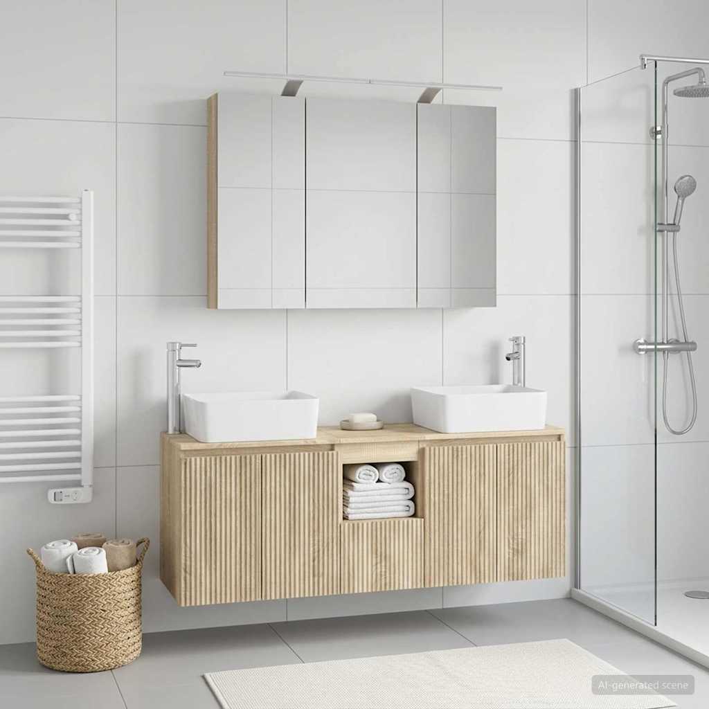 Bathroom Cabinet Set 4 pcs Sonoma Oak Engineered Wood