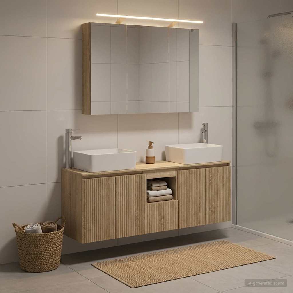 Bathroom Cabinet Set 4 pcs Sonoma Oak Engineered Wood