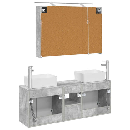 Bathroom Cabinet Set 4 pcs Concrete Grey Engineered Wood