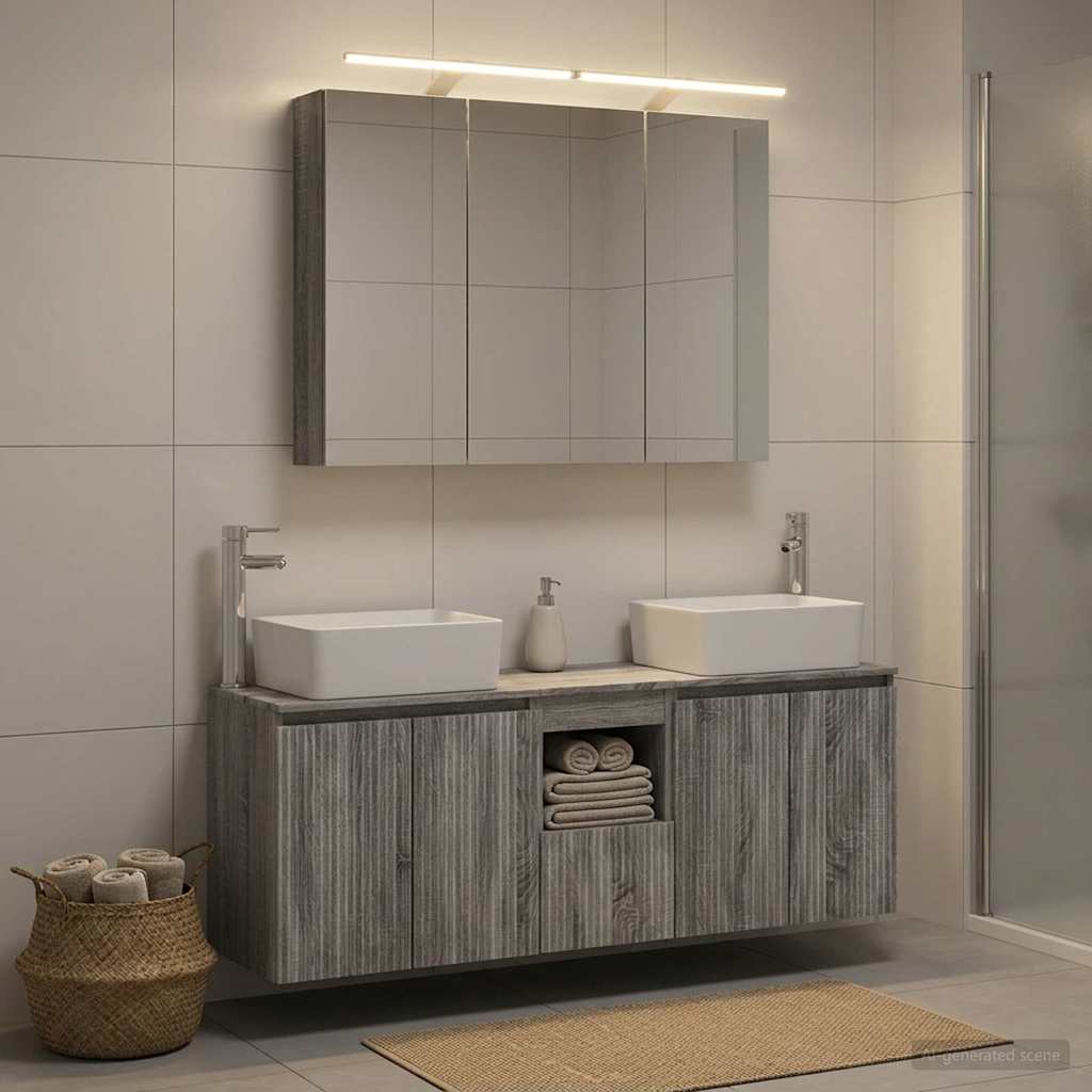Bathroom Cabinet Set 4 pcs Grey Sonoma Engineered Wood