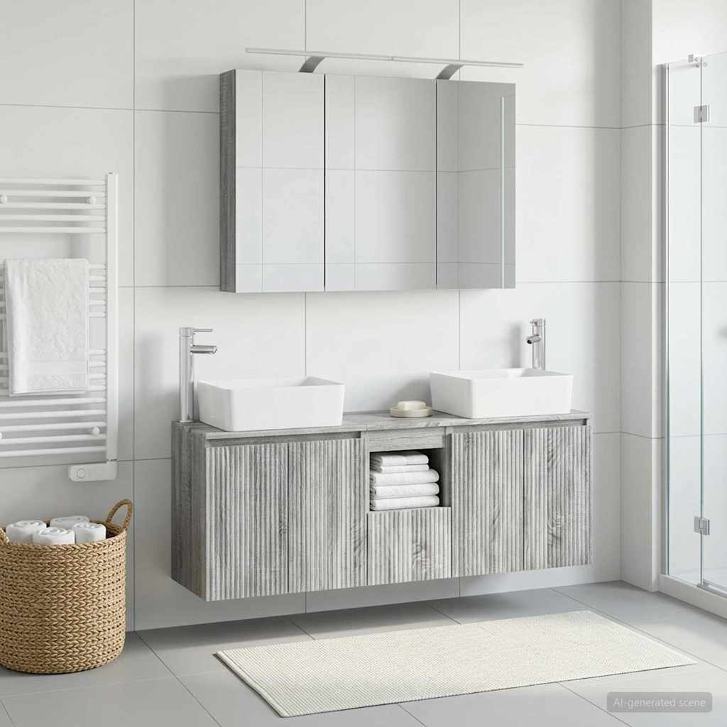 Bathroom Cabinet Set 4 pcs Grey Sonoma Engineered Wood
