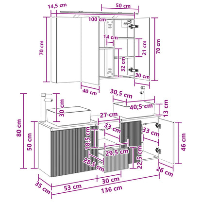 Bathroom Cabinet Set 4 pcs Grey Sonoma Engineered Wood