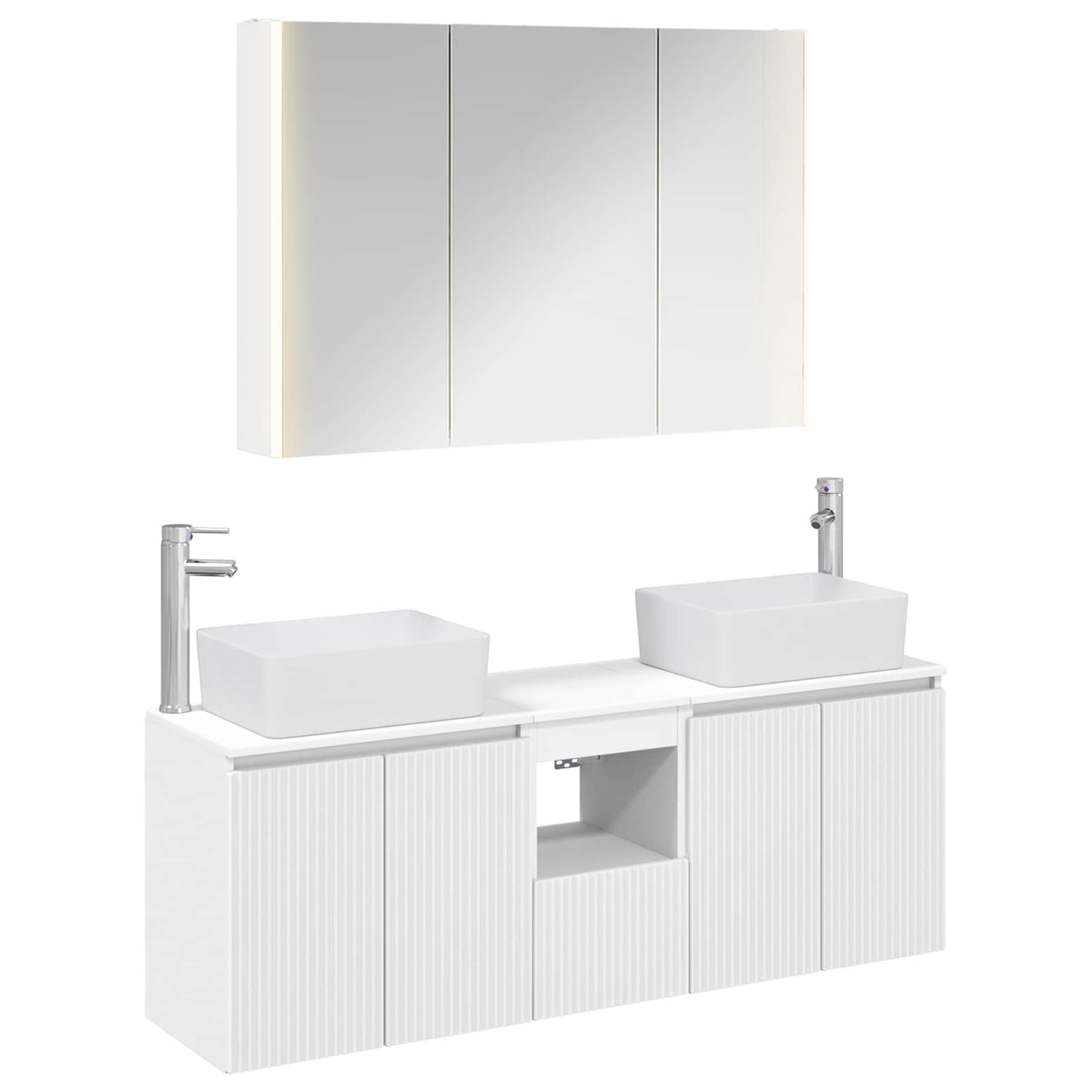 Bathroom Cabinet Set 4 pcs White Engineered Wood