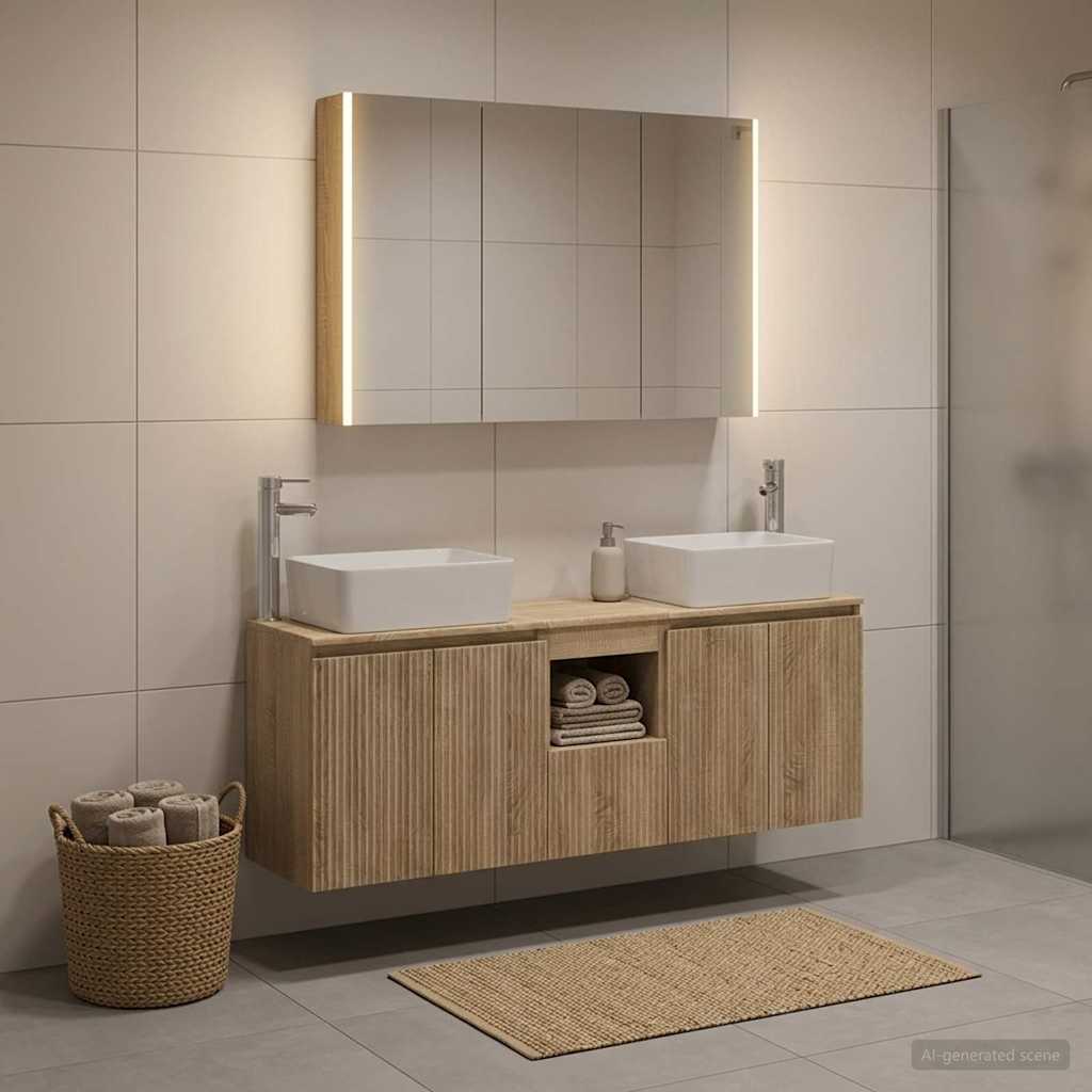 Bathroom Cabinet Set 4 pcs Sonoma Oak Engineered Wood