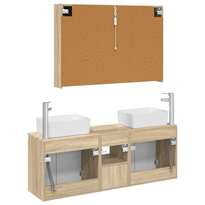Bathroom Cabinet Set 4 pcs Sonoma Oak Engineered Wood