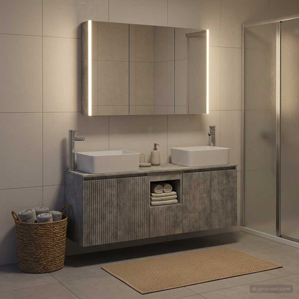 Bathroom Cabinet Set 4 pcs Concrete Grey Engineered Wood