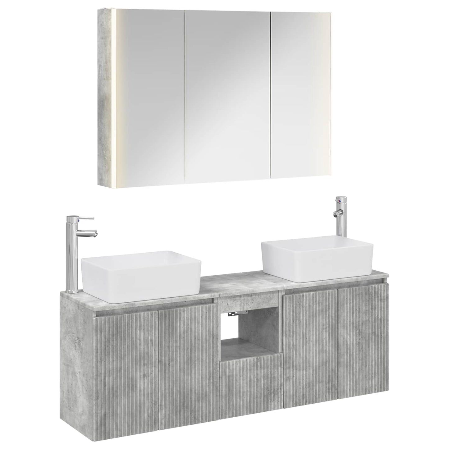Bathroom Cabinet Set 4 pcs Concrete Grey Engineered Wood