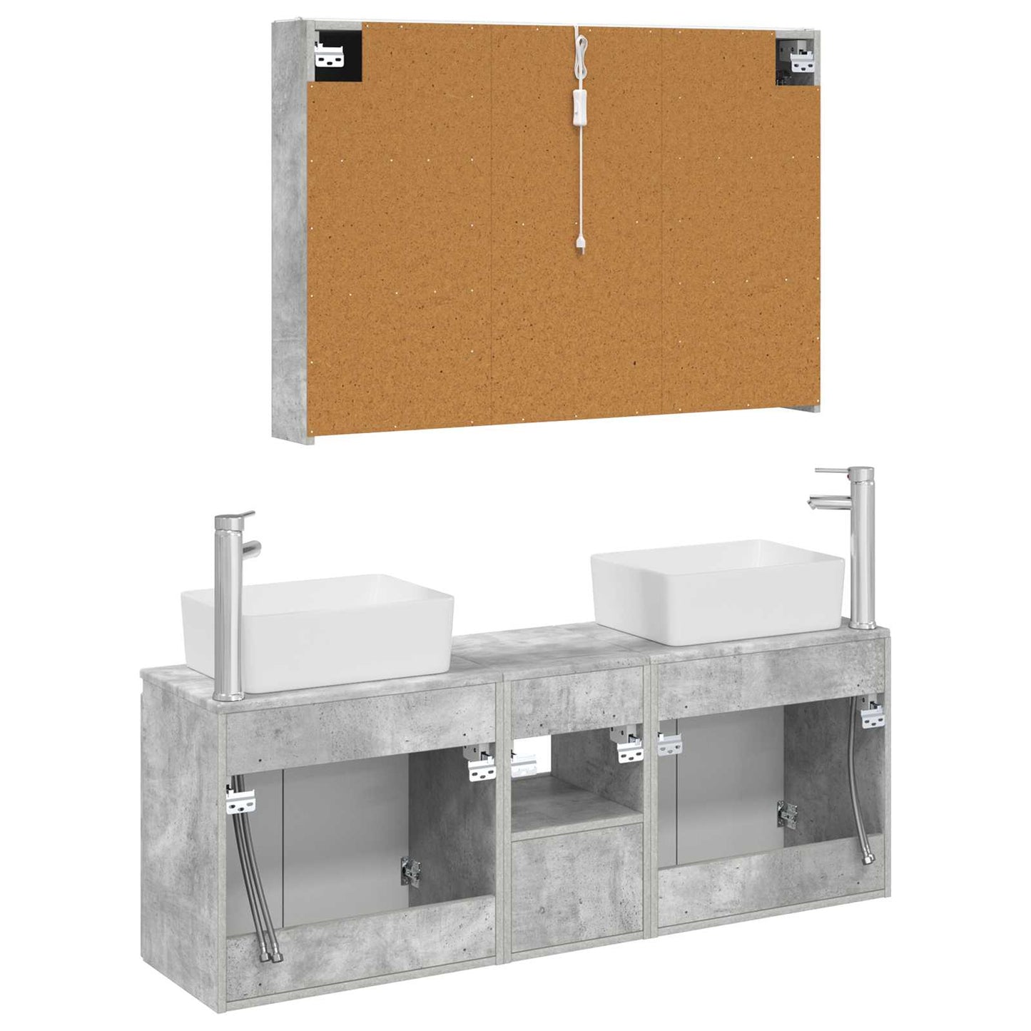 Bathroom Cabinet Set 4 pcs Concrete Grey Engineered Wood