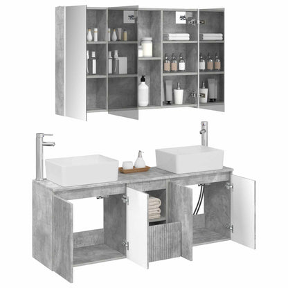 Bathroom Cabinet Set 4 pcs Concrete Grey Engineered Wood