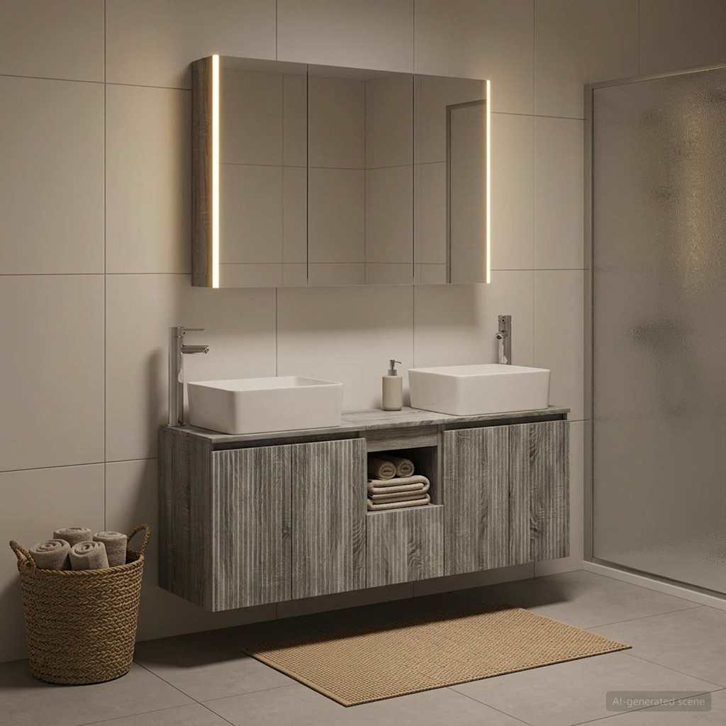 Bathroom Cabinet Set 4 pcs Grey Sonoma Engineered Wood