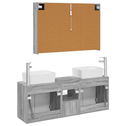 Bathroom Cabinet Set 4 pcs Grey Sonoma Engineered Wood