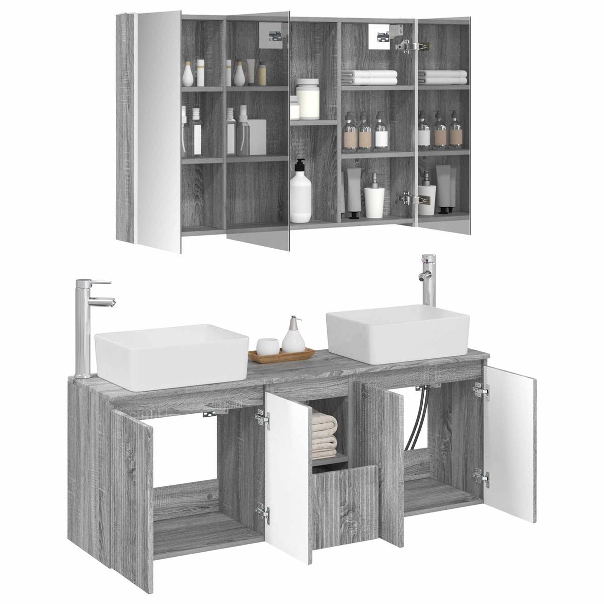 Bathroom Cabinet Set 4 pcs Grey Sonoma Engineered Wood