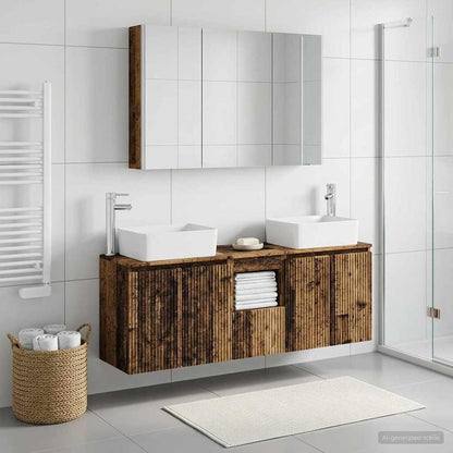 Bathroom Cabinet Set 4 pcs Old Wood Engineered Wood