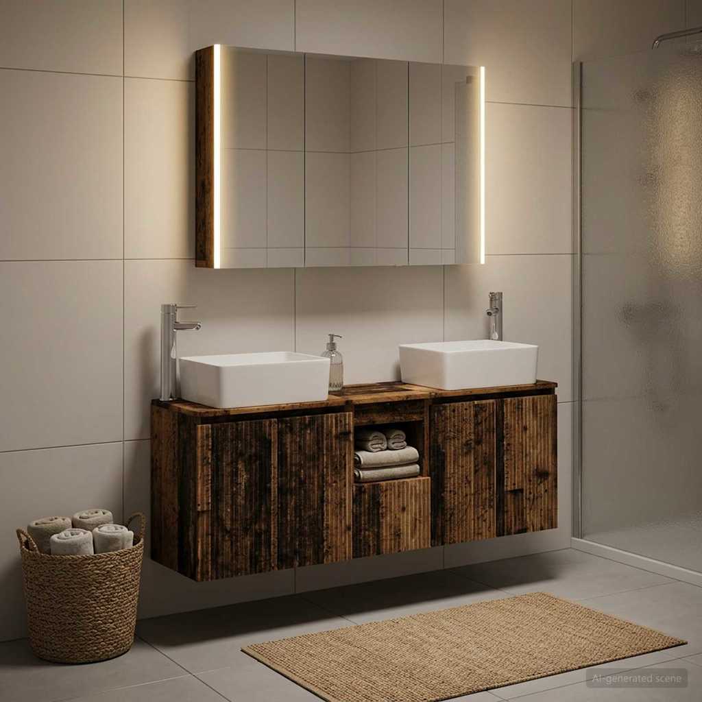 Bathroom Cabinet Set 4 pcs Old Wood Engineered Wood