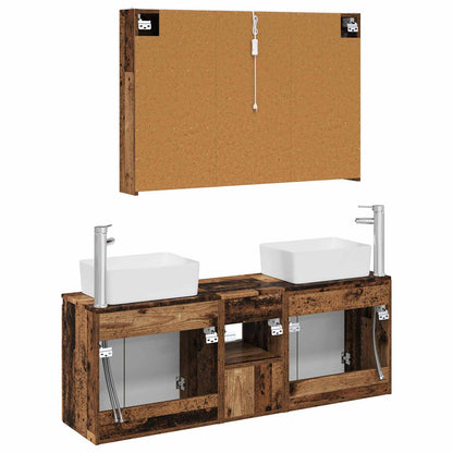 Bathroom Cabinet Set 4 pcs Old Wood Engineered Wood