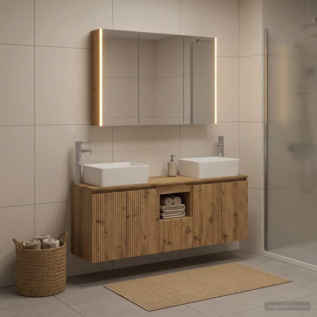 Bathroom Cabinet Set 4 pcs Artisan Oak Engineered Wood