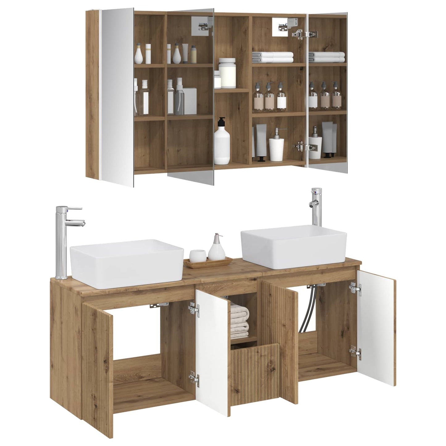 Bathroom Cabinet Set 4 pcs Artisan Oak Engineered Wood