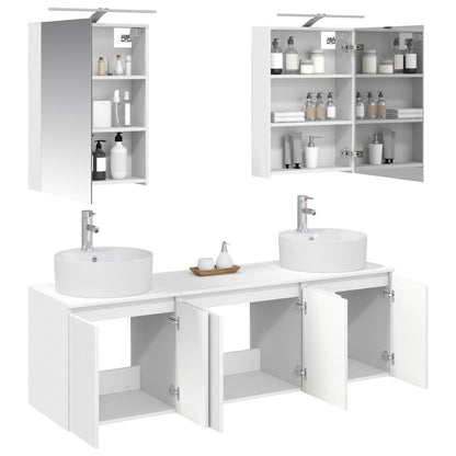 Bathroom Cabinet Set 5 pcs White Engineered Wood