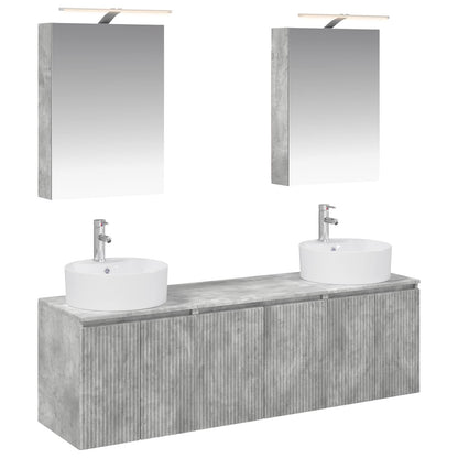 Bathroom Cabinet Set 5 pcs Concrete Grey Engineered Wood