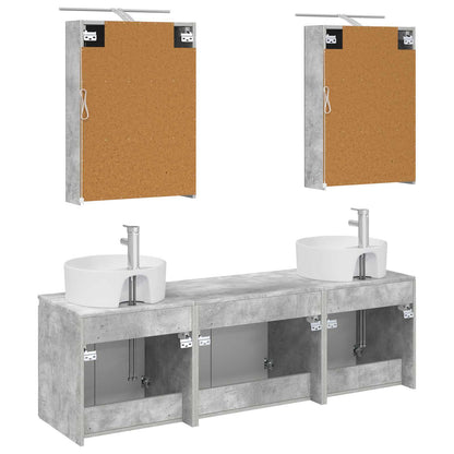 Bathroom Cabinet Set 5 pcs Concrete Grey Engineered Wood