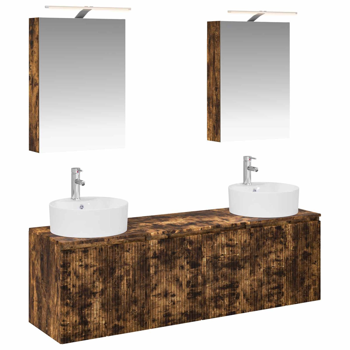 Bathroom Cabinet Set 5 pcs Smoked Oak Engineered Wood