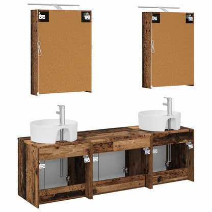 Bathroom Cabinet Set 5 pcs Old Wood Engineered Wood