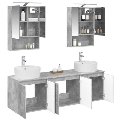 Bathroom Cabinet Set 5 pcs Concrete Grey Engineered Wood