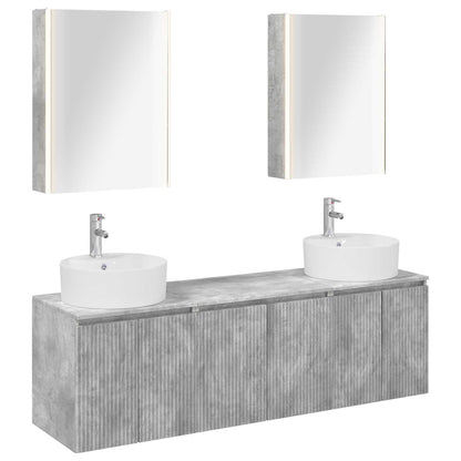Bathroom Cabinet Set 5 pcs Concrete Grey Engineered Wood
