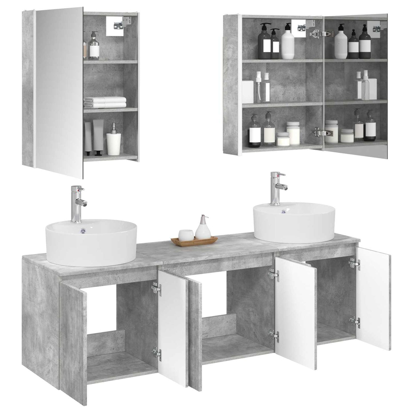 Bathroom Cabinet Set 5 pcs Concrete Grey Engineered Wood