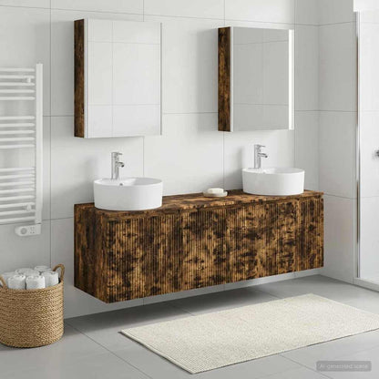Bathroom Cabinet Set 5 pcs Smoked Oak Engineered Wood