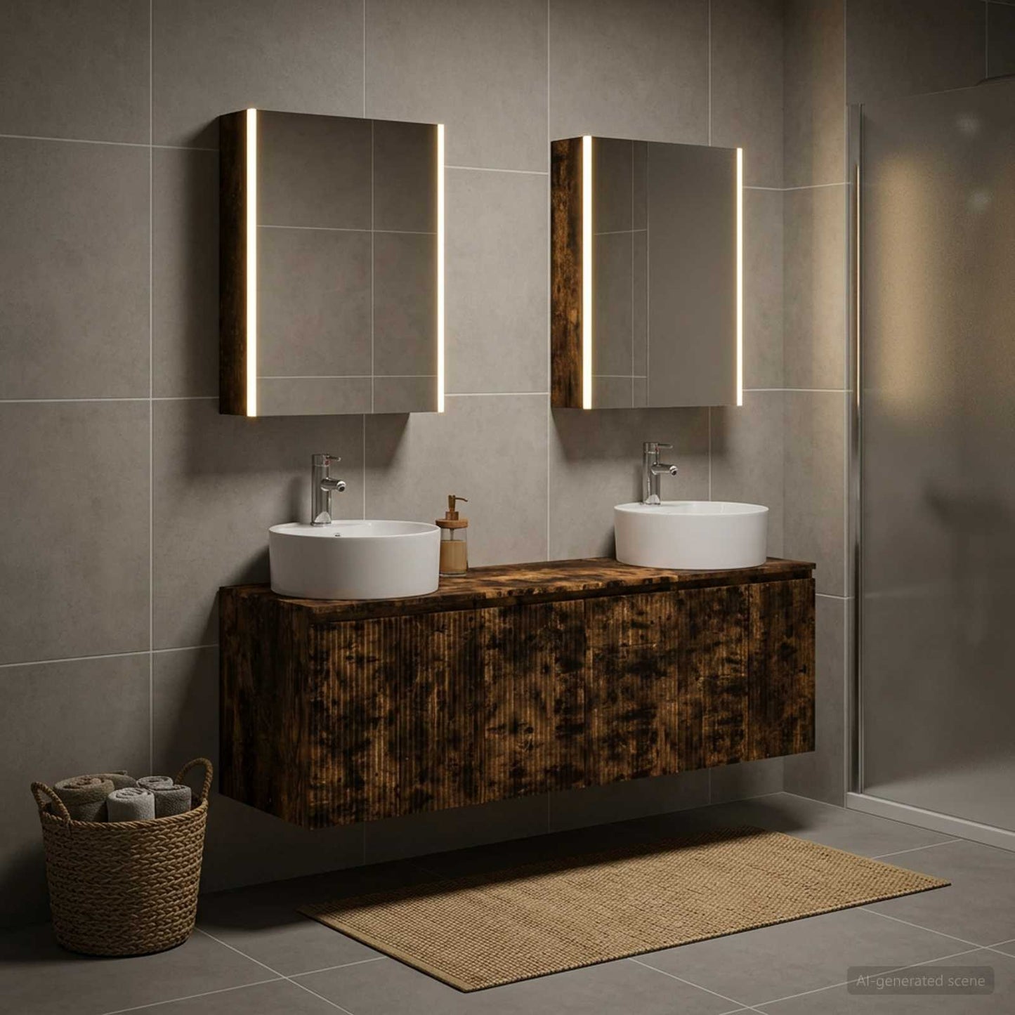 Bathroom Cabinet Set 5 pcs Smoked Oak Engineered Wood