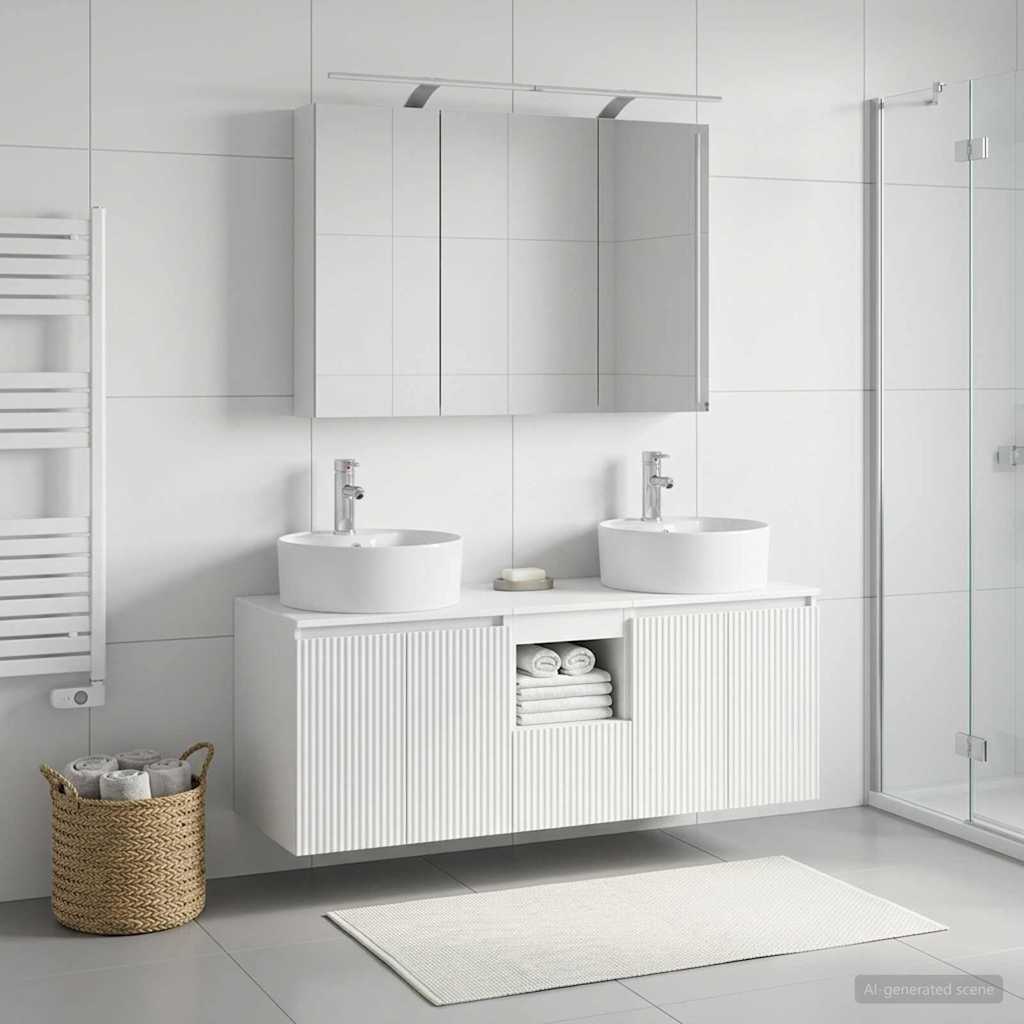 Bathroom Cabinet Set 4 pcs White Engineered Wood
